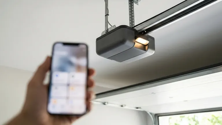 Smart garage door opener on a garage ceiling — troubleshooting a door that won’t open