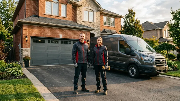 Summit Premium Services technicians and service van at a GTA home